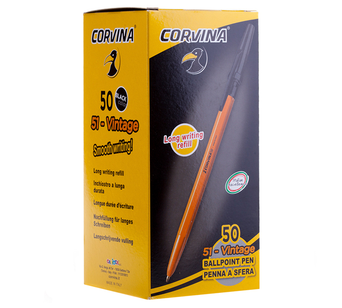 Ручка шариковая Corvina 51 Vintage черный стержень, узел 1.0мм, линия письма 0.7мм