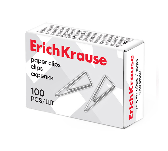 Скрепки  100шт. никел. Erich Krause треуг. 25мм