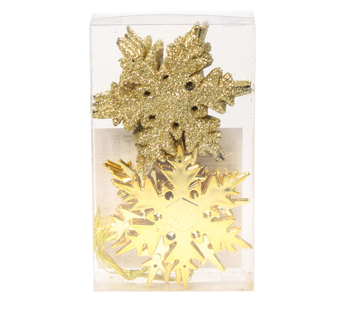 Елочное украшение  «Снежинки», золото, 6см, 12шт