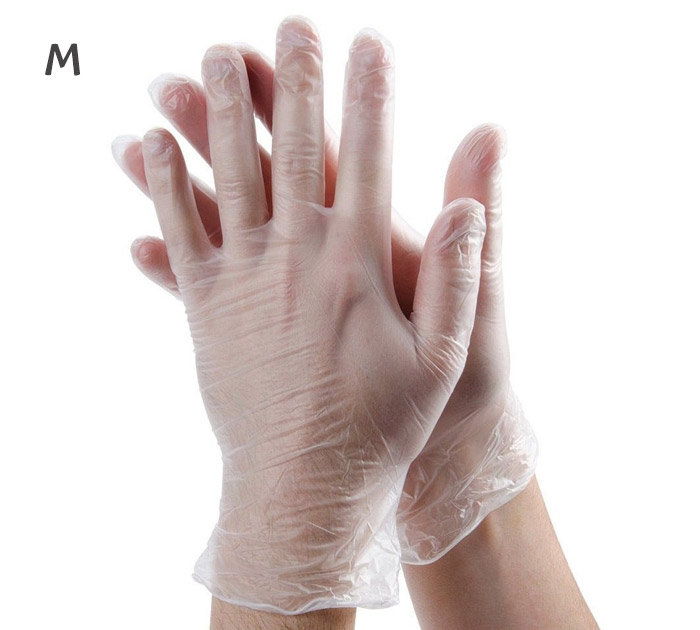 Перчатки одноразовые  виниловые, размер M, 100шт