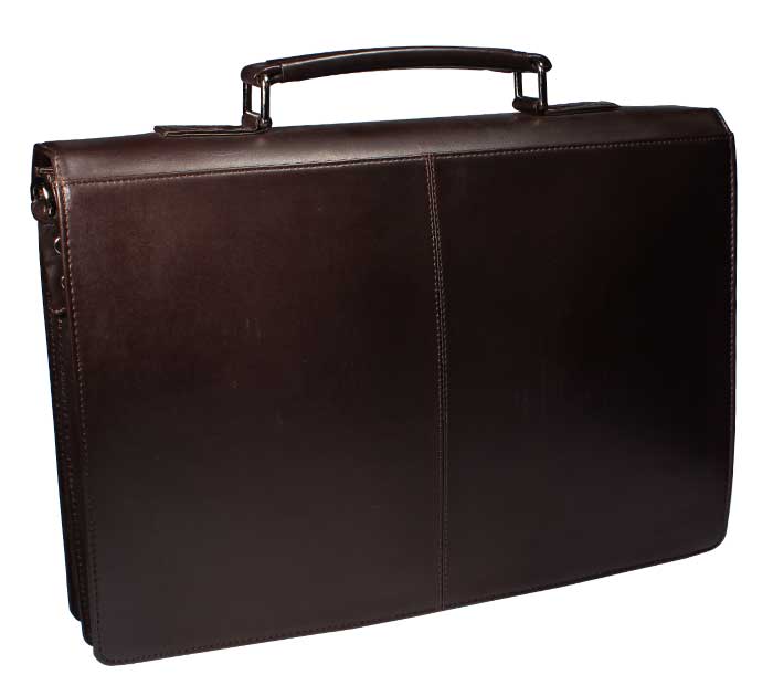 Портфель деловой Classique 2 отделения, натуральная кожа, 290х400х90мм, коричневый