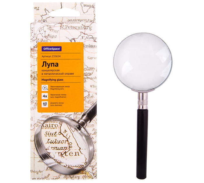 Лупа Office Space 4-х кратное увеличение, d60мм