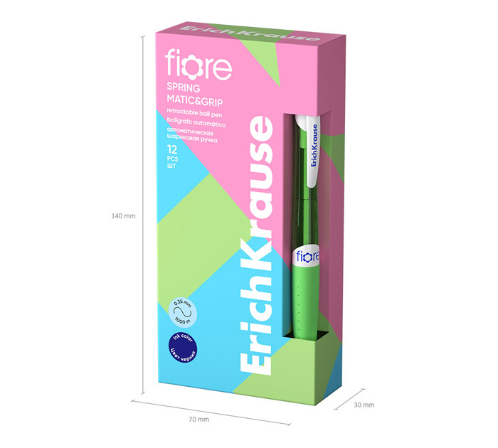 Ручка автоматическая Erich Krause «Fiore» синий стержень, узел 0.7мм, линия письма 0.35мм