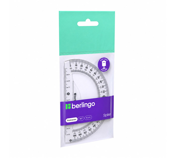 Транспортир Berlingo «Spike» 180х10см, пластиковый, прозрачный