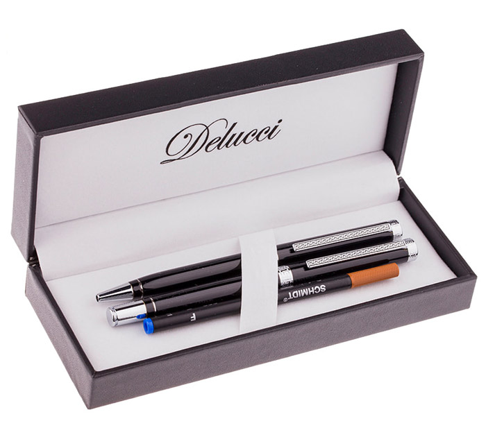 Набор подарочных письменных принадлежностей Delucci ручка шариковая + ручка-роллер, в футляре