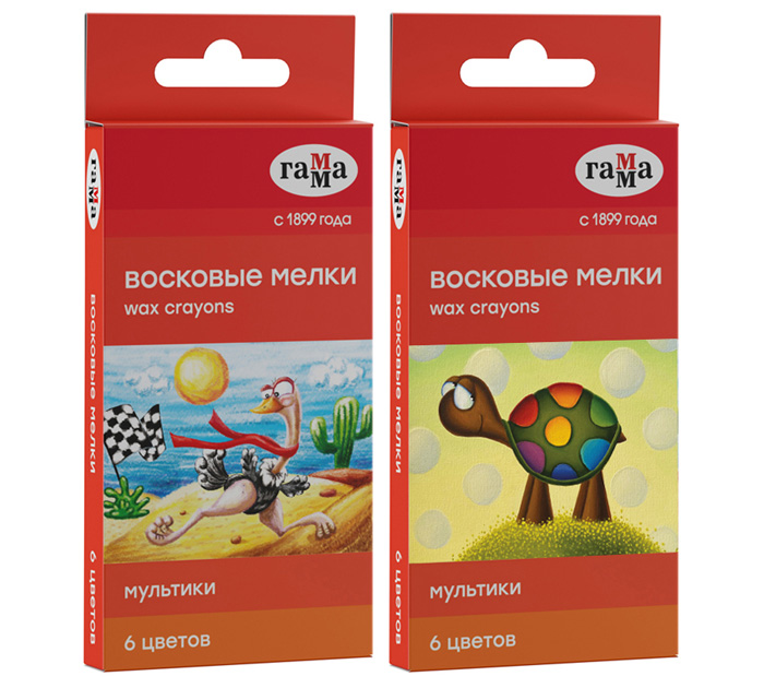 Мелки восковые Гамма «Мультики» 6 цветов