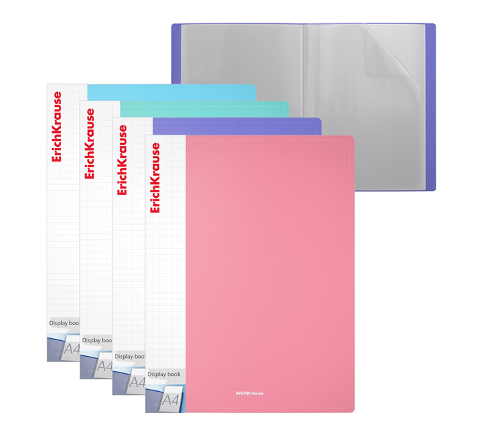 Папка с файлами Erich Krause «Pastel» А4, 30 карманов, пластиковая, ассорти, 600мкм