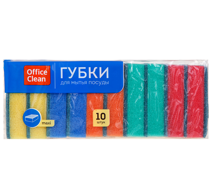 Губка для мытья посуды OfficeClean «Maxi» 10шт