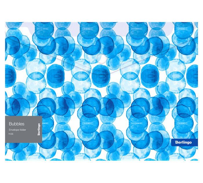 Папка-конверт Berlingo «Bubbles» А4, на липучке, прозрачная, с рисунком, 180мкм