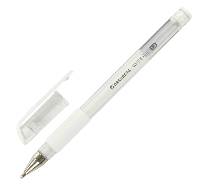 Ручка гелевая Brauberg «White» белый стержень, 1.0мм