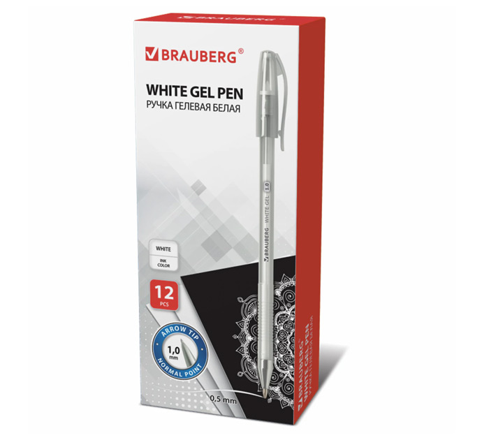 Ручка гелевая Brauberg «White Pastel» белый стержень, 1.0мм