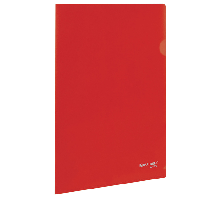 Папка-уголок Brauberg А4, пластиковая, красная, 150мкм