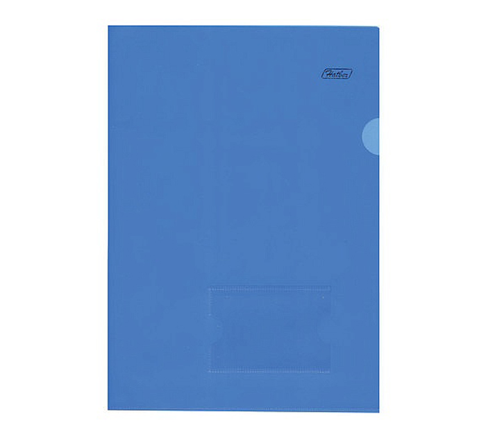 Папка-уголок Hatber А4, пластиковая, синяя, 180мкм