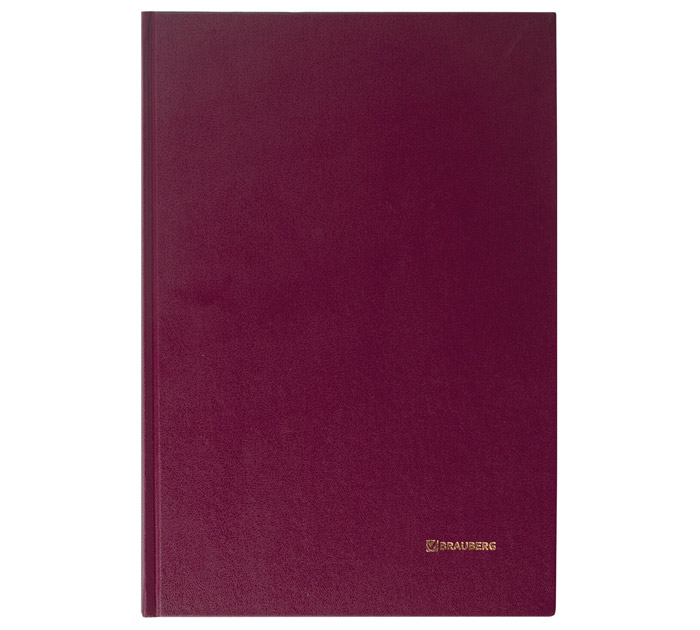 Книга учета Brauberg А4, клетка, бумвинил, бордовая, 96л