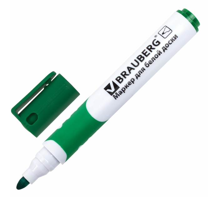 Маркер для белой доски Brauberg «Soft» зеленый, 5мм