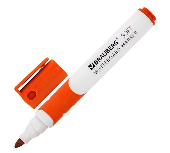 Маркер для белой доски Brauberg «Soft» оранжевый, 5мм