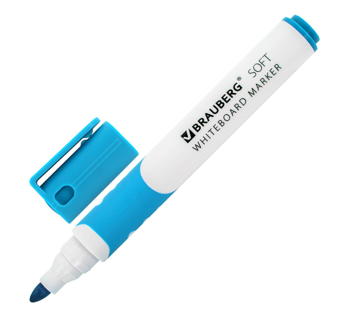 Маркер для белой доски Brauberg «Soft» светло-голубой, 5мм