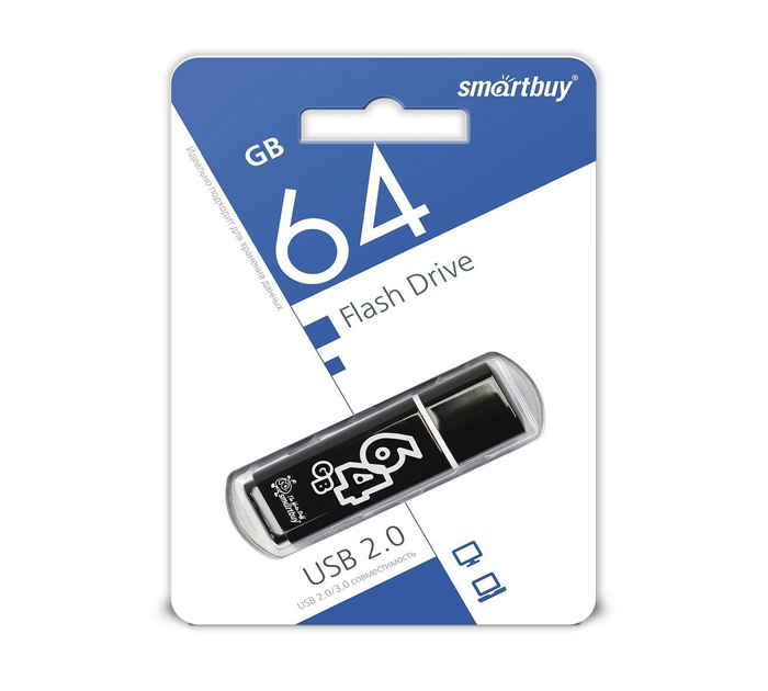 Флэш-карта Smartbuy «Glossy» USB2.0, 64Gb