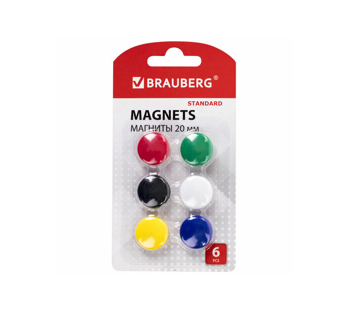 Кнопки магнитные для доски Brauberg 20мм, 6шт