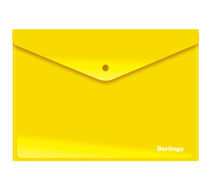 Папка-конверт Berlingo А4, на кнопке, желтая, 180мкм