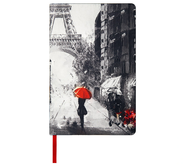 Ежедневник недатированный Brauberg Paris A5, кожзам, красный срез, 272стр