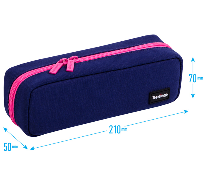 Пенал-косметичка Berlingo «Navy pink» 210х70х50мм, 3 секции внутри