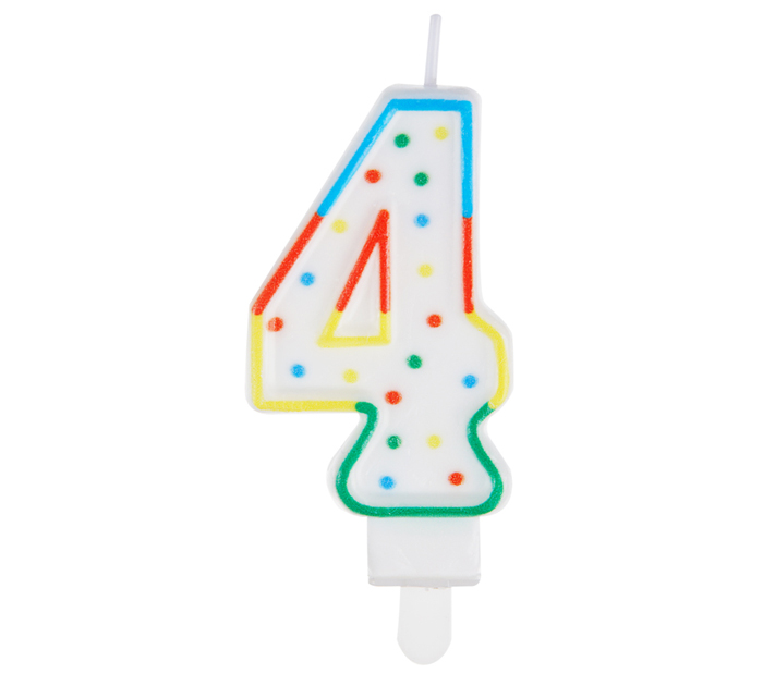 Свеча Meshu цифра 4, с держателем, 8.5см