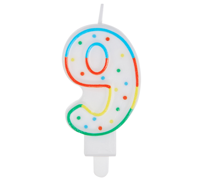 Свеча Meshu цифра 9, с держателем, 8.5см