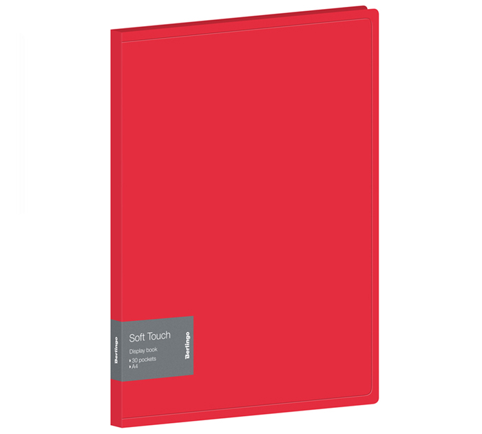 Папка с файлами Berlingo «Soft Touch» А4, 30 карманов, пластиковая, красная