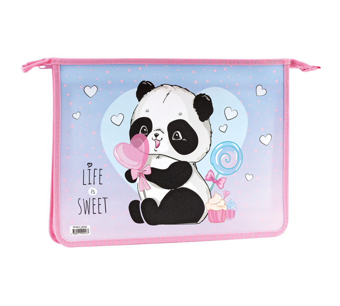 Папка для тетрадей ArtSpace «Sweet panda» А4, на молнии, 2 отделения