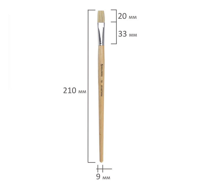 Кисть Brauberg №10, щетина, плоская