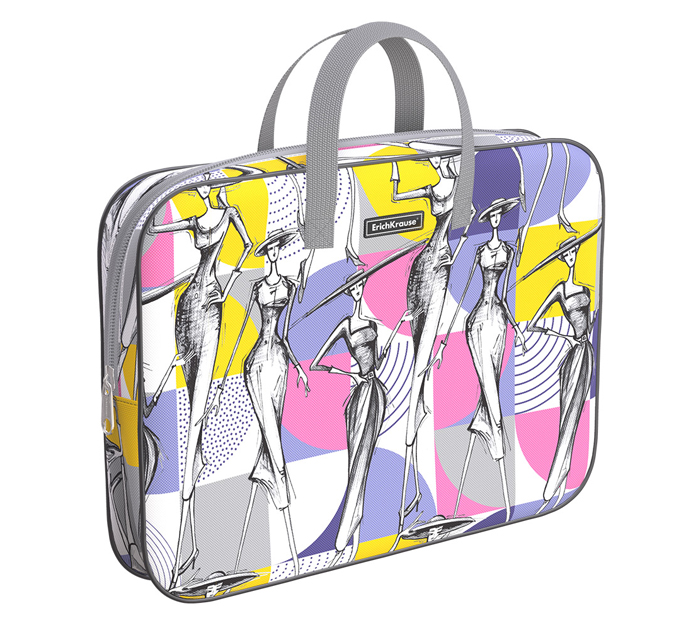 Папка-портфель текстильный Erich Krause «Fashion Sketch» А4+, на молнии, 1 отделение
