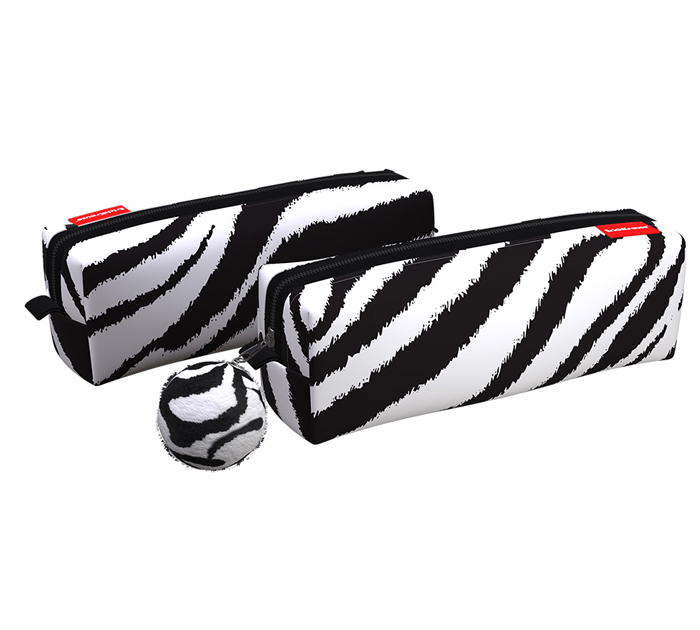 Пенал-косметичка Erich Krause «Fluffy Zebra» с брелком, 210х70х70мм