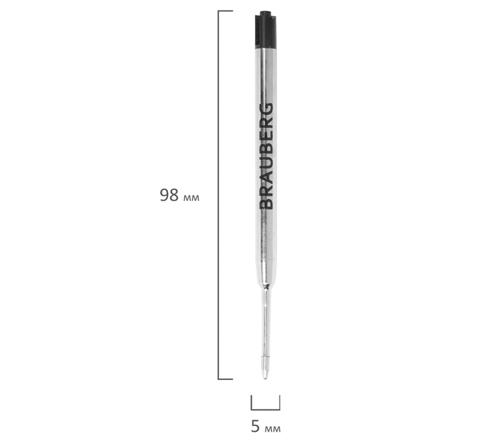 Стержень шариковый объемный Brauberg металлический, черный, узел 1.0мм, линия письма 0.5мм