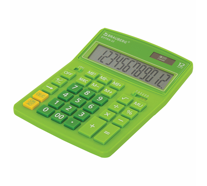 Калькулятор 12 разрядов Brauberg Extra-12DG зеленый, 206х155мм