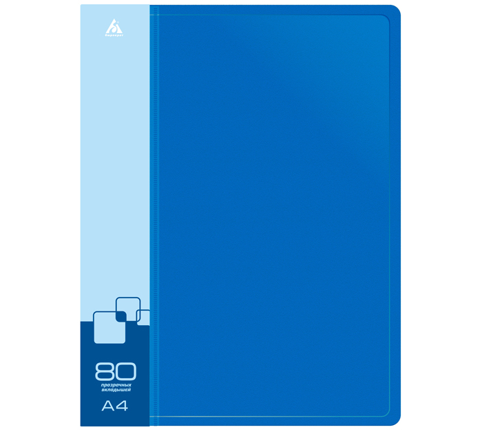 Папка с файлами Бюрократ А4, 80 карманов, пластиковая, синяя, 800мкм