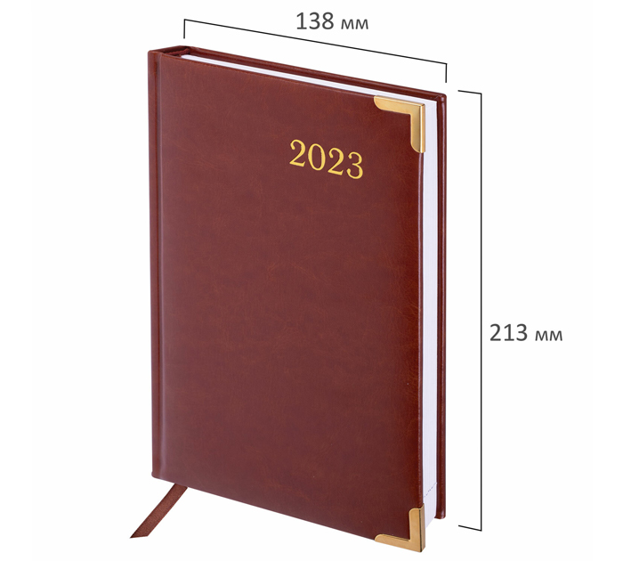 Ежедневник датированный Brauberg Senator А5, коричневый, кожзам, 336стр., 2023 год