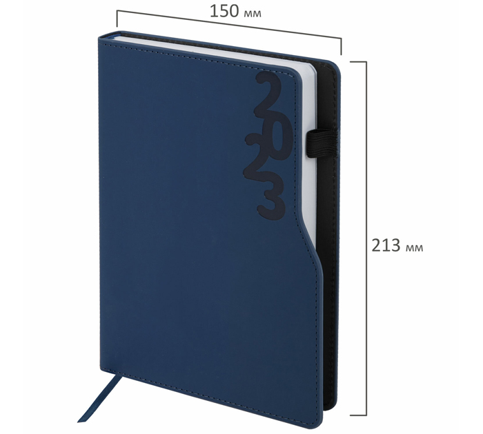 Ежедневник датированный Brauberg Up А5, синий, кожзам, 336 стр., 2023 год
