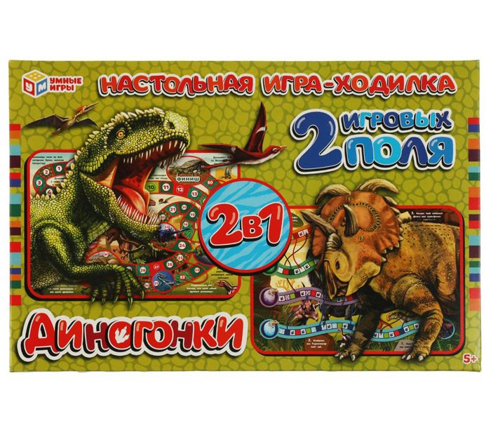 Игра-ходилка Умные игры «Диногонки» 2в1, от 5-ти лет