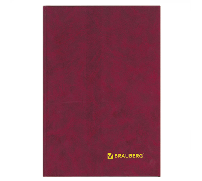 Книга учета Brauberg А4, линейка, бумвинил, бордовая, 96л