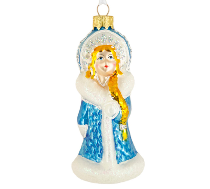 Елочная игрушка стеклянная  «Снегурочка»,  ручная роспись