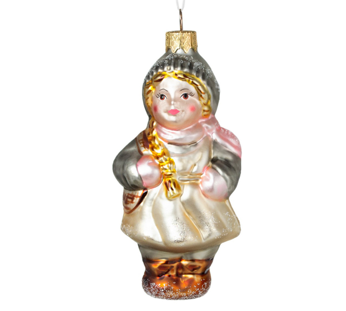 Елочная игрушка стеклянная  «Девочка», ручная роспись