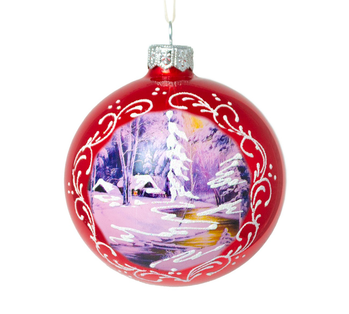 Шар елочный стеклянный  «Пейзаж-5», ассорти