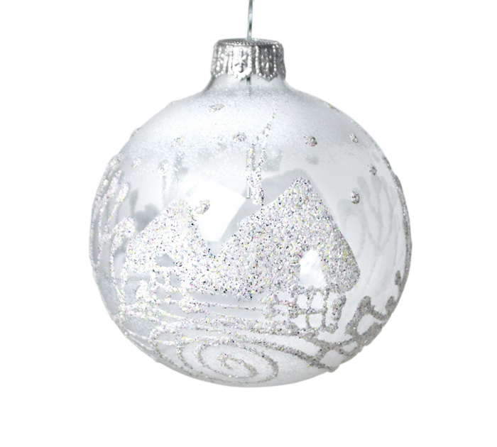 Шар елочный стеклянный  «Снежный дом», ручная роспись