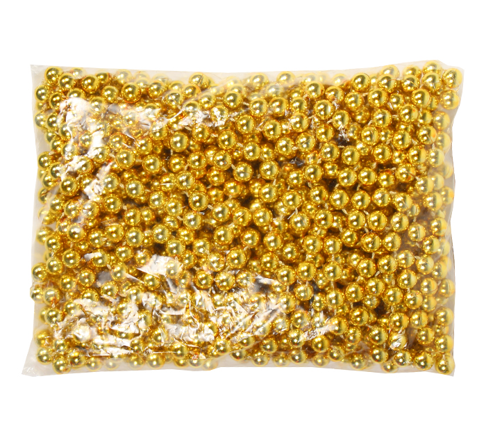 Бусы елочные  золотистые, d10мм, 12м