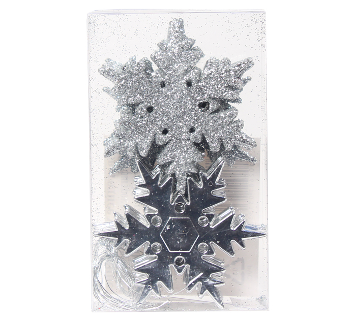 Елочное украшение  «Снежинки», серебро, 6см, 12шт