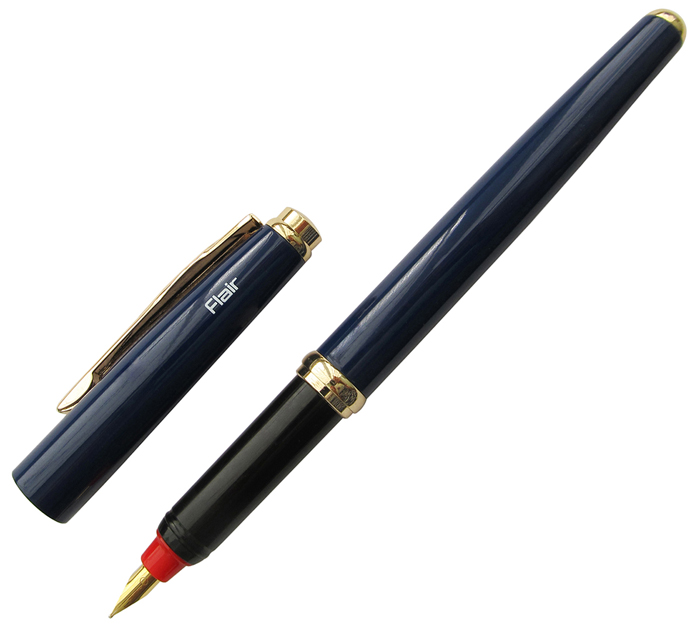 Набор подарочных письменных принадлежностей Flair Momento ручка шариковая + перьевая, синий корпус, в футляре