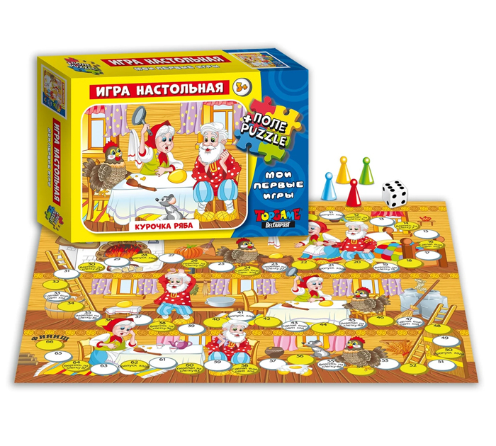 Игра-ходилка «Курочка ряба» поле+пазл, от 3-х лет