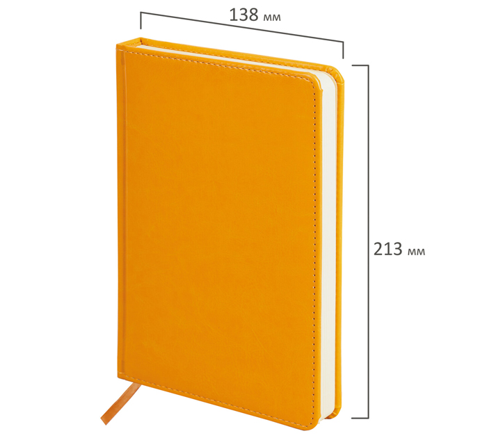 Ежедневник недатированный Brauberg Imperial А5, оранжевый, кожзам, 320стр.