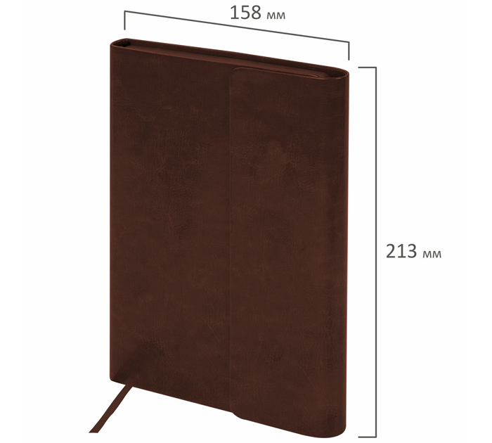 Ежедневник недатированный Brauberg Magnetic X A5, коричневый, кожзам, с магнитным клапаном, 320стр